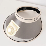 目丸儿童遮阳帽夏季男孩空顶帽宝宝防紫外线风扇帽男童防晒帽太阳帽子 米色 4#13CM带风扇