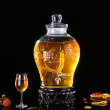 神瓶八玻无铅加家用酒坛子玻璃泡酒瓶子龙头泡酒容器酒罐酿酒药酒瓶酒缸 20斤将军+不锈钢龙头+高底座 10L