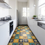 吉朵芸 自粘地面贴纸加厚阳台客厅厨房卫浴地贴瓷砖贴防水耐磨补洞遮丑 防滑耐磨【波西米亚】 50x50厘米*4片【每平方】