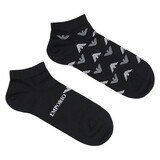 阿玛尼（ARMANI）男士两双装 EA系列鹰标及踝短筒袜子 302228 3R292 黑色两双装 均码