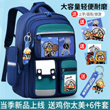 酷咖书包小学生男生儿童书包女背包一二三到六年级护脊减负双肩包 绿色大号（3-6年级）+坤坤多件套
