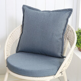 藤椅坐垫抱枕组合圆形椅垫棉麻加厚垫田园布艺亚麻靠枕坐垫可拆洗 深灰亚麻1个抱枕加1个坐垫 45x45cm