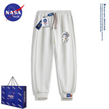 NASA BASE官方潮牌休闲裤男女款秋冬季青少年束脚大码宇航员加绒长裤子男 BYY-2201哆啦A梦-白色(春秋款) XL （140-160斤）