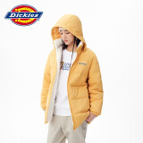dickies羽绒服 女式双面两穿放羊羔绒羽绒服连帽外套10808 蜂蜜黄 L 充绒量:84.5g