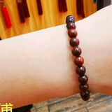 红心老桃木手串雷击木佛珠手链把件念珠原木原色不上柒不褪色 女士单珠直径8mm 不带佛头三通