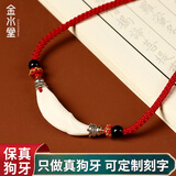 金水堂黑狗牙项链吊坠护身符婴儿儿童宝宝噩梦防惊吓项链男女本命年挂件 双孔狗牙红绳款 牙长4cm左右