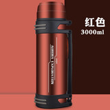 富光 保温杯壶超大容量不锈钢男女士水杯子户外车载旅行壶成人暖水瓶 红色3000ml【杯盖可喝水】带背带