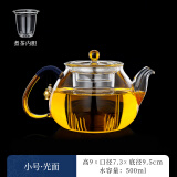 鑫璟仁 泡茶壶玻璃茶水分离家用加厚高硼硅茶壶小号烧水带过滤内胆手工 雅轩壶--光面小号(500毫升)