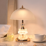 优丽美家2025新款北欧轻奢水晶台灯卧室床头灯温馨时尚结婚高级感主卧柜灯 【时尚金】调节亮度+USB插电使用