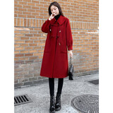 苏洛琳（SULUOLIN）2025年春秋冬季新款红色双面绒高档毛呢大衣女士装中长小个子外套 红色 均码 85-155斤