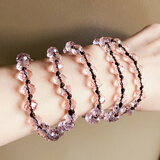 觅倩手机挂件长款挂绳水钻水晶珠子挂脖女款吊坠时尚手工编织防丢通用 粉珠咖啡绳（长款90颗珠子左右）