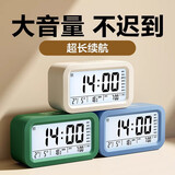Timess闹钟学生儿童专用可充电温度智能声控感光贪睡夜灯超大声小闹钟 简约白充电款【升级大音量】
