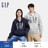 GAP男女装秋季款印花字母logo抓绒连帽卫衣休闲外套660128