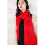 杭丝路纯色真丝丝巾女围巾女纱巾防晒披肩多色可选妈妈生日母亲节礼物 大红色(175*65cm)