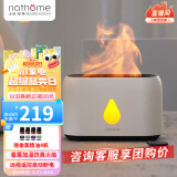 北欧欧慕（nathome） 香薰机仿真火焰加湿器卧室家用办公室夜灯桌面迷你低噪空气增湿机送好友礼物NJH18中秋节礼物 三档定时 远程遥控【冰川白+精油4瓶】