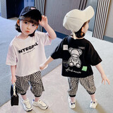 优美童女童套装夏装女宝宝衣服儿童夏季运动幼童中小童夏款T恤裤子两件 白色  120码建议身高110-120（4-5岁）