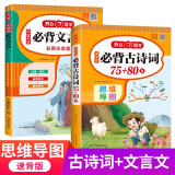 小学生必背古诗词75+80首+必备文言文(共2本)思维导图速背一二三四五六年级小学语文教材必背篇目