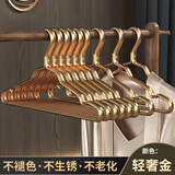 法洁诺（FAJIENUO）衣架太空铝合金晾挂衣服架子裤架家用防滑无痕衣轻奢高端晾挂衣架 【防潮防锈】普通1.2cm宽 轻奢金 10个