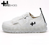 OTZ女鞋丑萌帆布鞋情侣厚底小白鞋板鞋秋季果冻鞋 白色 36 