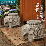 荷府家居 家居庭院门口祥云象抱鼓石门墩一对 仿石雕复古大象墩子花盆底座摆件 【一对祥云象】