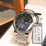 罗宾尼【品质严选】品牌手表男士简约全自动机械表防水商务休闲时尚腕表 银壳黑面钢带款