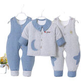 凡不了婴儿宝宝棉衣套装加厚婴幼儿棉服0-1岁男女童装外出服冬三件套 猫咪蓝色 80 码73-80CM