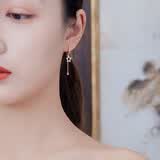QUAMER彩金耳饰女镀18k玫瑰金耳环星星耳坠耳线 玫瑰金 坠一对现货