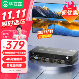 毕亚兹 HDMI/VGA视频画面拼接器 多屏宝一进四出 高清4K电视屏幕拼接屏控制器 4路视频融合处理器