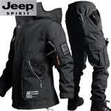 JEEP SPIRIT吉普机能冬季冲锋衣男战术军旅打猎服装外套骑行防风保暖工装夹克 黑色套装 XL 175（135-150斤）