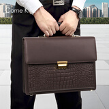 ComeKine来牛防盗公文包男士手提包高端商务包密码锁出差通勤公务员专用电脑包 C9869棕色进口牛皮 14寸