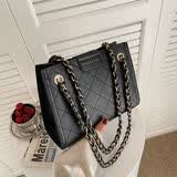 酷奇袋鼠包包女包2025七夕高级感包包潮韩版菱格链条百搭女神节单肩大包包 黑色