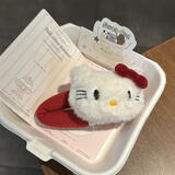 玖维娅可爱毛绒猫发夹甜美酒红少女心BB夹卡通百搭ins刘海夹网红发卡 JYFQ158安可拉红猫发夹