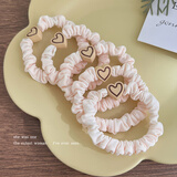 清晨的星星2025年新款爱心发绳女生扎头发橡皮筋高弹力头绳大肠发圈皮套头饰 爱心浅粉-5根装