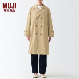 无印良品 MUJI 男女通用 不易沾水 宽版双排扣大衣 无性别 男款女款 BDE15C2S 米色 XXS-XS