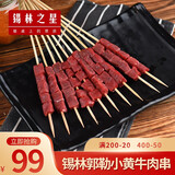 锡林之星内蒙古 草原小黄牛肉串生鲜 冷冻烧烤食材半成品家用户外烤串竹签 牛肉串40串  带秘制烧烤料
