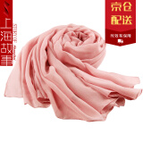 上海故事纯色围巾女纤维围巾两用防晒披肩妈妈礼品春夏新款粉色文艺丝巾女 粉色