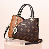 生日礼物送妈妈包包女包大容量手提包女士牛皮纹通勤单肩斜挎包女 黑色加大号（收藏送手包+礼袋