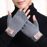 匹克冬季保暖针织毛线半指手套防寒户外骑行电动车防滑男款手套黑色