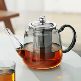 忆壶茶（YI HU TEA）茶壶玻璃泡茶壶耐高温煮茶壶加厚烧水茶具带过滤茶水壶杯子大容量 【轻奢黑】时光壶