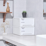 TENMA天马衣服收纳箱抽屉式透明储物整理箱塑料收纳盒Fits组合式抽屉柜 F257MONO白【25.7*36.9*14.6】 1个装