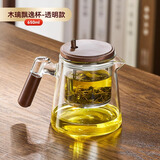 天喜飘逸杯泡茶壶一键茶水分离杯家用2024新款耐热玻璃内胆泡茶杯茶具 【透明】木璃飘逸壶650ml