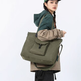 法德陆 大学生上课通勤包男大容量可斜挎托特包轻便日常上班单肩包手提包 heimi2677绿色