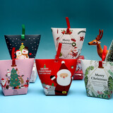 德立（DOLO）圣诞节包装苹果盒老人树雪人饼干食品点心糖果派对幼儿园手提纸盒 圣诞老人丝带盒10个（送丝带）