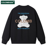Colombass潮牌ins圆领卫衣男秋冬季加厚宽松美式oversize情侣装长袖打底衫 黑色(情侣款) L(建议120-135斤)