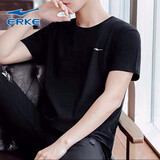 鸿星尔克（ERKE）男装短袖t恤2026夏季红星男士polo衫休闲透气运动跑步上衣白色R 正黑 2XL