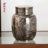斑锡·龙锡罐瑞鹤春生茶仓复古手工高纯锡茶叶罐密封储茶罐个旧锡器 瑞鹤茶仓