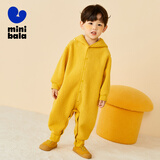 Mini Balabala迷你巴拉连体衣秋宝宝萌趣双面穿毛绒爬服 黄白色调00331 80cm