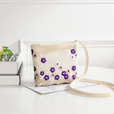 畅印 女士单肩包迷你斜挎包小包包帆布绣花包学生韩版小清新软布包女包 紫色小花常规版