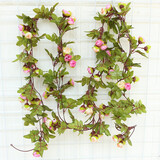 宁雪儿仿真花假花植物玫瑰花藤条装饰花客厅空调吊顶管道遮挡塑料花藤蔓 2条粉香槟色（秋色-42头花苞）