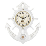 枫叶（MapleLeaf） 欧式船舵创意实木挂钟家用摇摆简约艺术石英钟客厅现代装饰时钟 7028白色-日本机芯